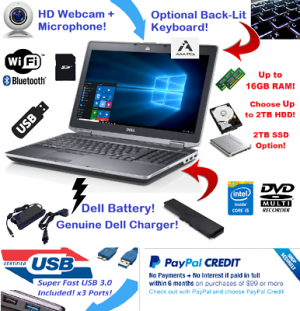 Dell Latitude Laptop 15.6" Intel i5 2TB SSD 🚩16GB RAM 🎮 WiFI HDMI + Win10 Pro