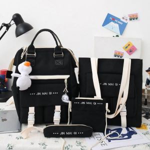 Gifts Shop office ادوات مكتبية 4-piece Fashionable Women&#x27;s Backpack Canvas Large Capacity School Bags For Teenager Girls Mochila