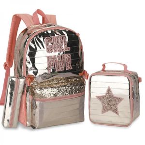 Gifts Shop office ادوات مكتبية School Bags Backpacks for School Teenagers Girls Waterproof Spine Protection Schoolbag Sequined Detachable Lunch Bag  Girls Bags
