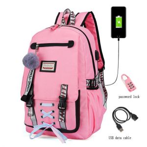 Woman Usb Charging School Bag Anti-theft Teenager School Bags For Girls Travel Backpack Mochila Infantil Escolar Bookbag Canvas