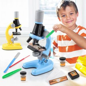 Biological Microscope Kit Lab LED Light 100X-400X-1200X Home School Science Educational Toys For Children Biologia STEM Gifts