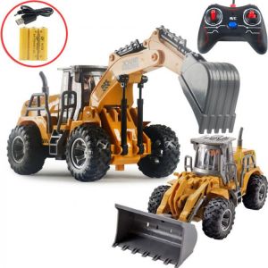 1:32 RC Excavator Toy Construction Truck Bulldozer Digger Engineering Vehicle Remote Control Car Model Kids Toy Gift