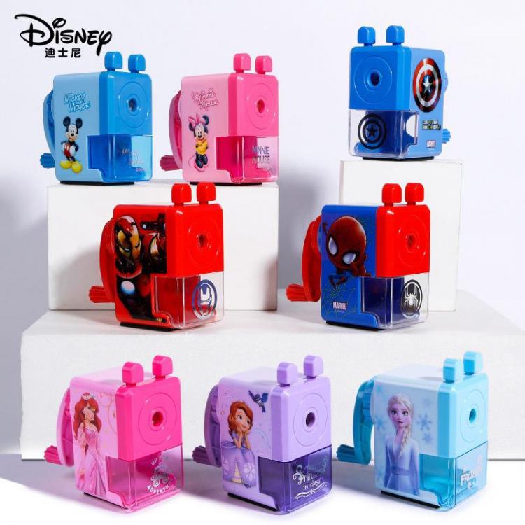 Gifts Shop office ادوات مكتبية Disney Mickey Minnie Pencil Sharpener Captain America Iron Spider-man Avengers Creative Hand Crank Pencil Sharpener Stationery